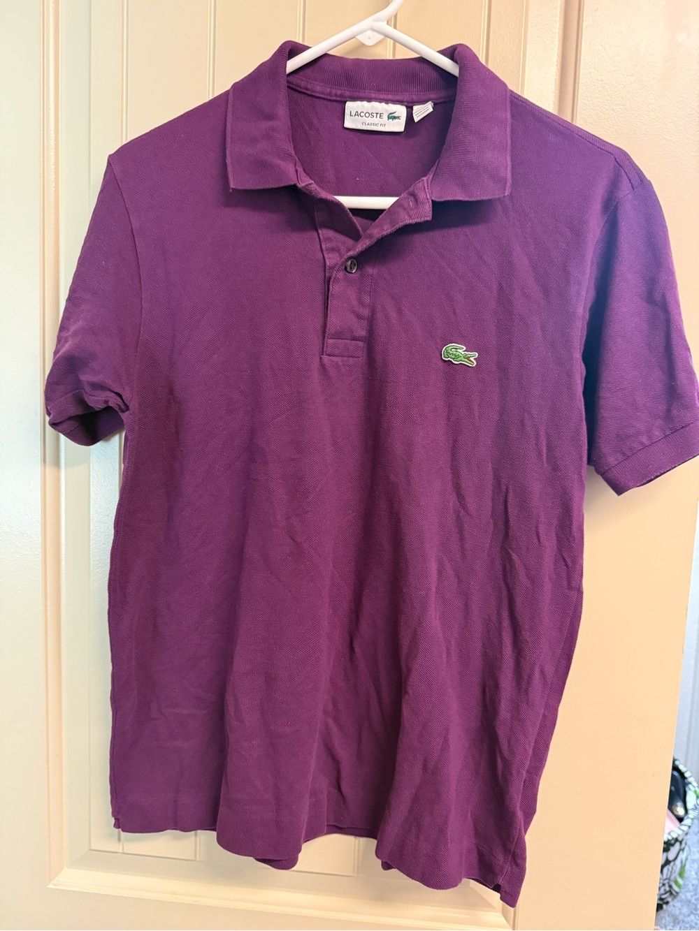 Lacoste Men's Deep Purple Pique Polo with Crocodile Logo